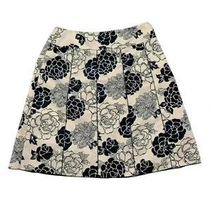 Notations Women's Ecru & Black Poly Floral A-Line Skirt